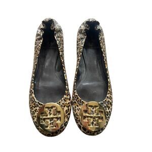Tory Burch REVA Leopard Leather Ballet Flats Size 6.5